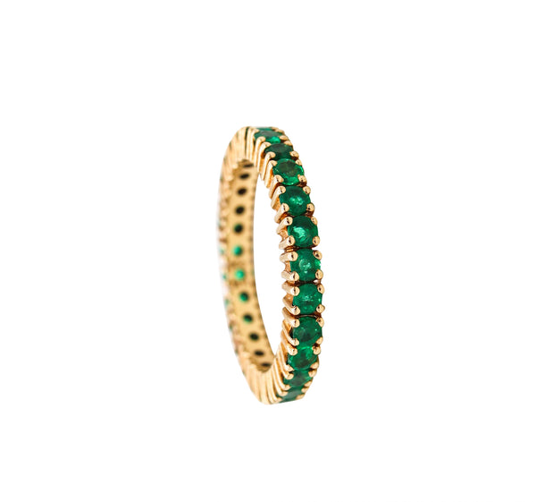 Eternity Ring Band In 14Kt Yellow Gold With 1.62 Carats Of Colombian Emeralds