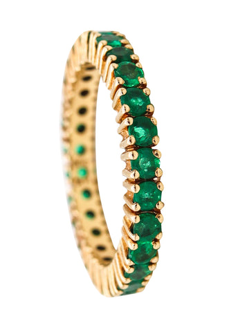 Eternity Ring Band In 14Kt Yellow Gold With 1.62 Carats Of Colombian Emeralds