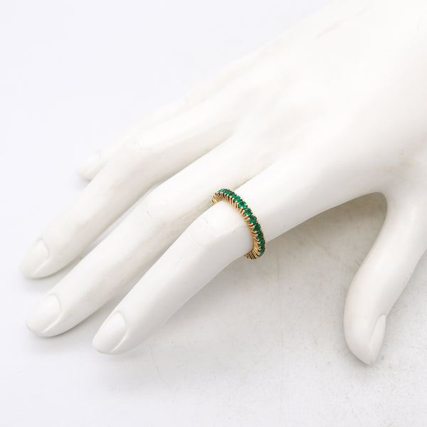 Eternity Ring Band In 14Kt Yellow Gold With 1.62 Carats Of Colombian Emeralds