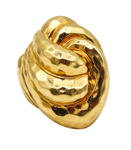-Henry Dunay New York Knots Cocktail Ring In Faceted 18Kt Yellow Gold