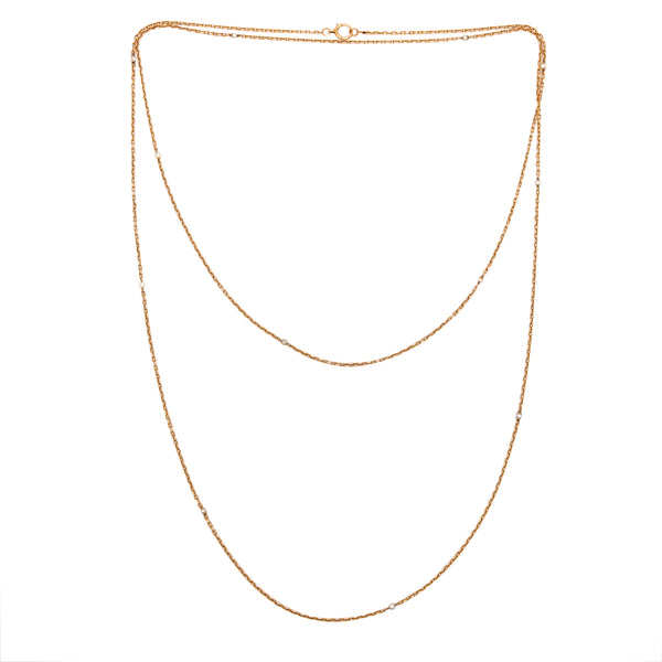 *French 1920 Art Deco station Long sautoir in 18 kt yellow gold with 12 Natural white pearls
