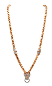 -Cazzaniga Roma Necklace In Yellow And White 18Kt Gold With Diamonds