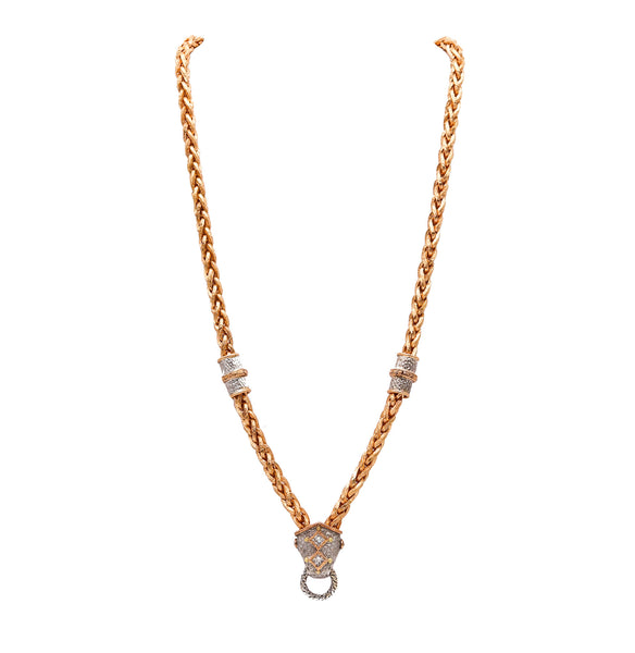 -Cazzaniga Roma Necklace In Yellow And White 18Kt Gold With Diamonds