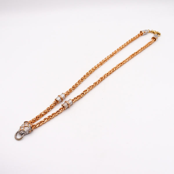 -Cazzaniga Roma Necklace In Yellow And White 18Kt Gold With Diamonds