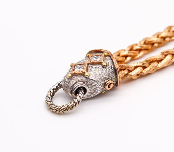 -Cazzaniga Roma Necklace In Yellow And White 18Kt Gold With Diamonds
