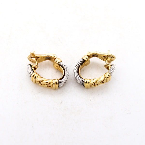 Fred Of Paris Modern Nautical Cable Hoops Earrings In 18Kt Yellow Gold