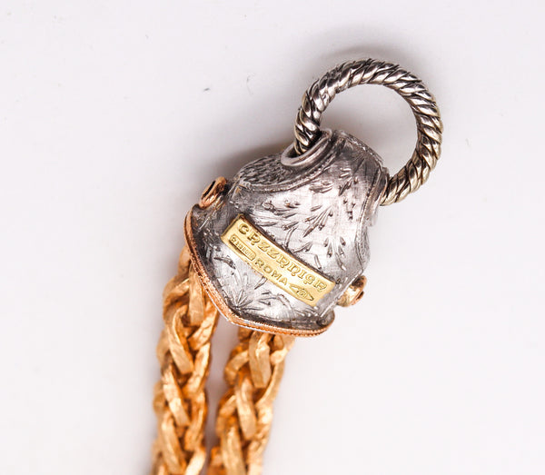 -Cazzaniga Roma Necklace In Yellow And White 18Kt Gold With Diamonds