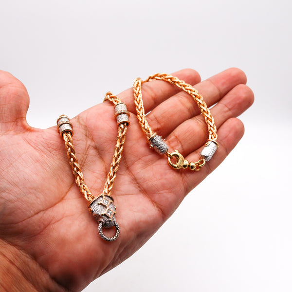 -Cazzaniga Roma Necklace In Yellow And White 18Kt Gold With Diamonds