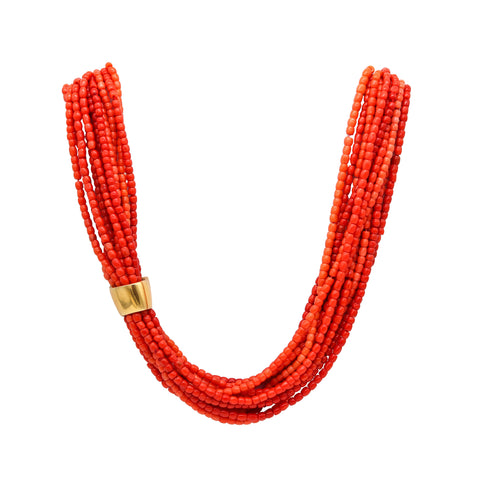 -Tiffany Co. Angela Cummings Coral Multi Strand Necklace Mounted In 18Kt Gold