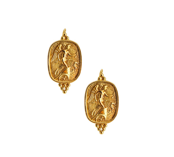 -SeidenGang Roman Revival Classic Drop Earrings In 18Kt Yellow Gold