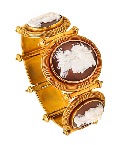 Italy 1850 Roma Papal States Grand Tour Etruscan Revival Bracelet In 18Kt Yellow Gold