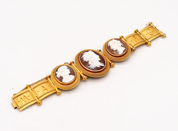 Italy 1850 Roma Papal States Grand Tour Etruscan Revival Bracelet In 18Kt Yellow Gold