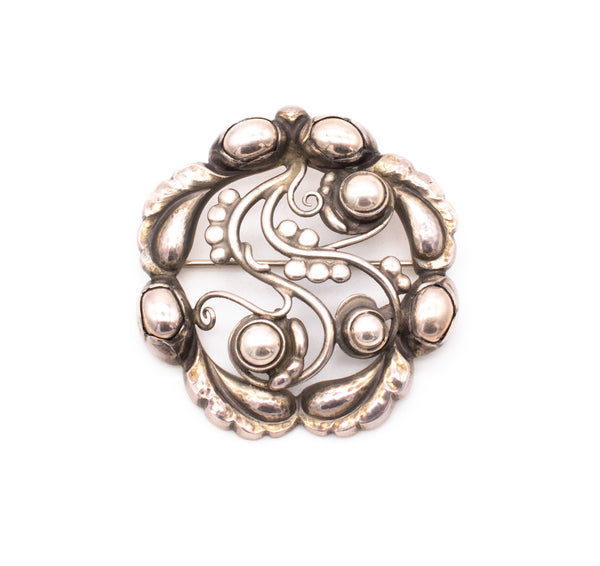 GEORG JENSEN EARLY ART NOUVEAU PIN BROOCH IN .925 STERLING SILVER MODEL-159