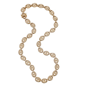 *Mariner links Italian long necklace sautoir in solid 14 kt gold with 32.52 Cts in VS Diamonds