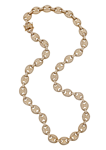 *Mariner links Italian long necklace sautoir in solid 14 kt gold with 32.52 Cts in VS Diamonds
