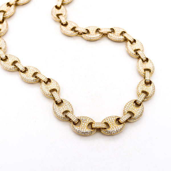 *Mariner links Italian long necklace sautoir in solid 14 kt gold with 32.52 Cts in VS Diamonds