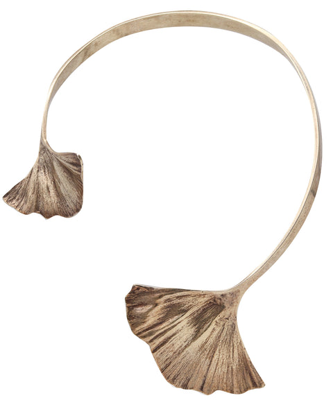 -Paul Oudet 1970 Prototype Gingko Cuff Necklace In 18Kt Gilt Vermeil Over Silver