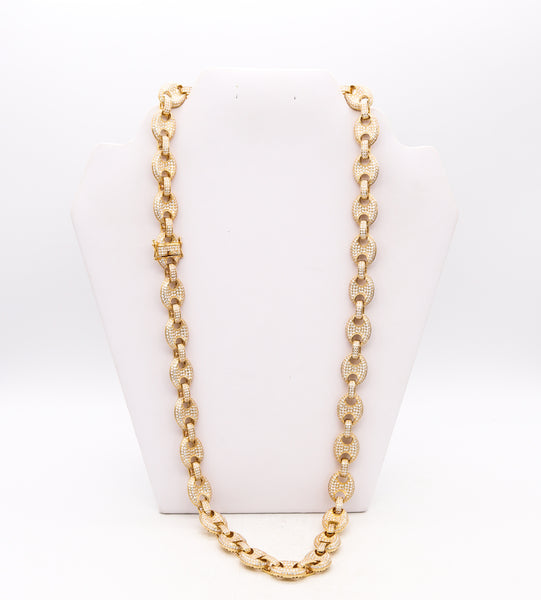 *Mariner links Italian long necklace sautoir in solid 14 kt gold with 32.52 Cts in VS Diamonds