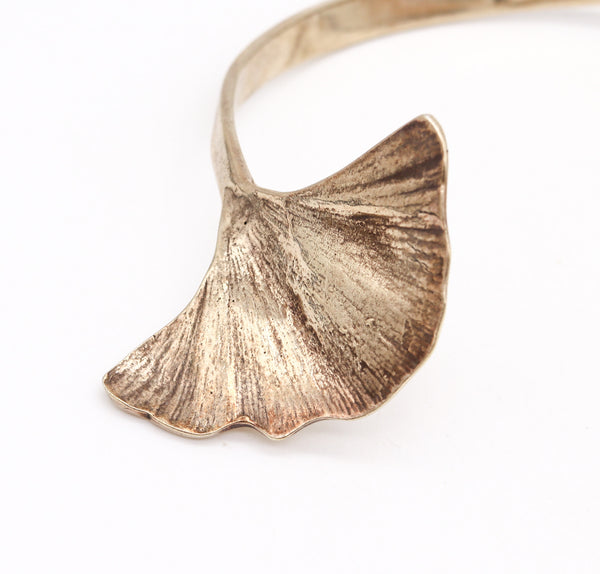 -Paul Oudet 1970 Prototype Gingko Cuff Necklace In 18Kt Gilt Vermeil Over Silver