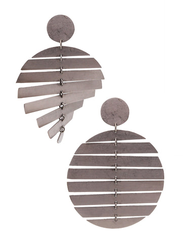 Antonio Bernardo Geometric Op Art Kinetic Dangle Earrings In 18Kt White Gold
