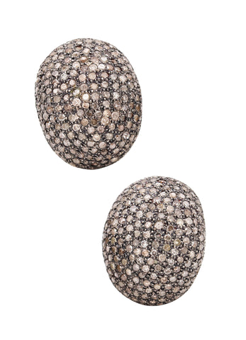 Italian Modern Gems Cluster Earrings In 18Kt Yellow Gold With 8.85 Cts In Fancy Diamonds