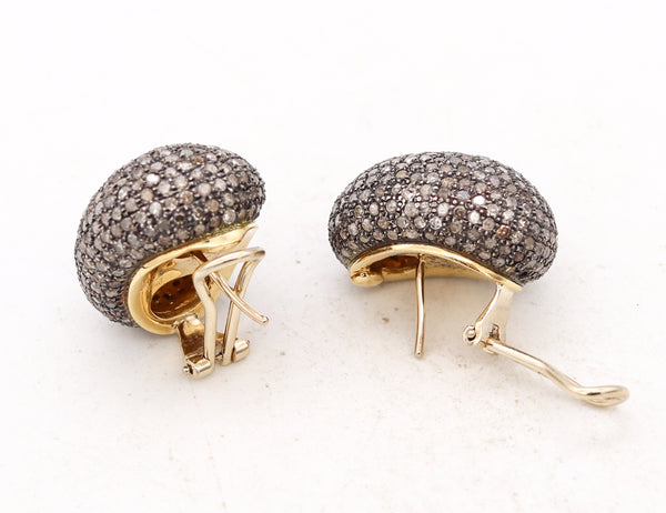 Italian Modern Gems Cluster Earrings In 18Kt Yellow Gold With 8.85 Cts In Fancy Diamonds