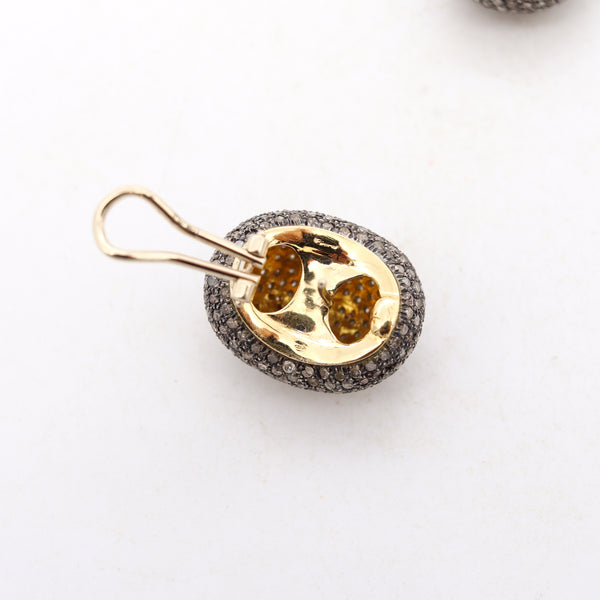 Italian Modern Gems Cluster Earrings In 18Kt Yellow Gold With 8.85 Cts In Fancy Diamonds