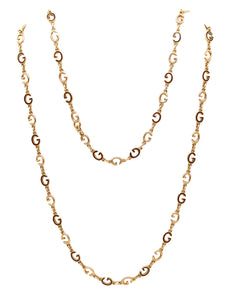 -Gucci 1970 Milano Vintage G's Necklace Long Sautoir In 18Kt Yellow Gold With Enamel