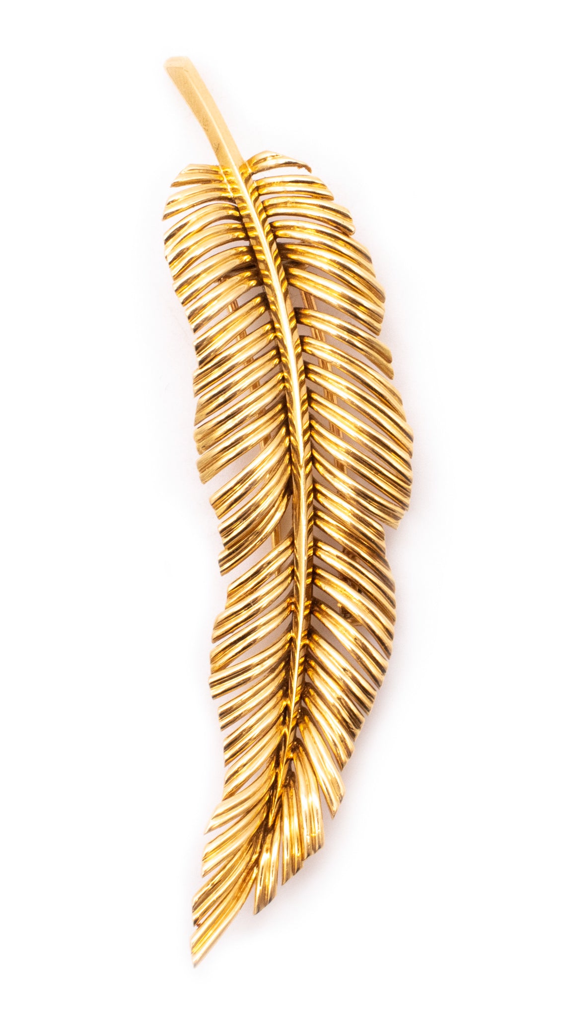 *Van Cleef & Arpels 1960 Paris large feather brooch in solid 18 kt yellow gold