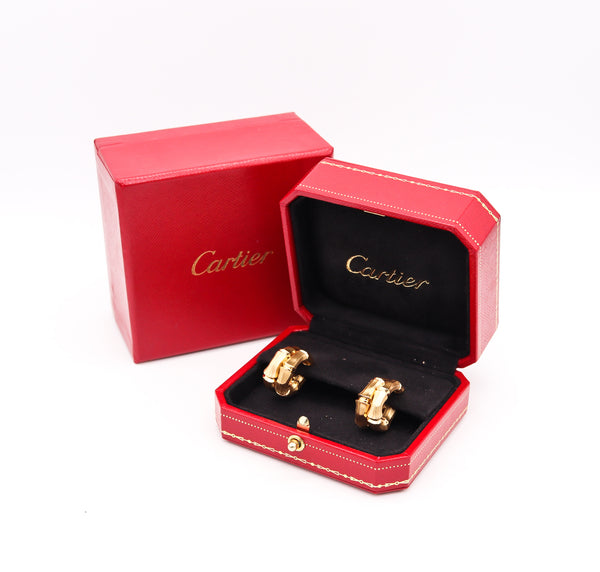 Cartier Paris 1970 Iconic Double Bamboo Hoop Clips Earrings In 18Kt Yellow Gold
