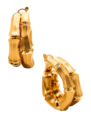 Cartier Paris 1970 Iconic Double Bamboo Hoop Clips Earrings In 18Kt Yellow Gold