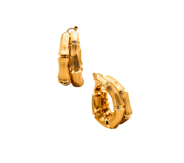 Cartier Paris 1970 Iconic Double Bamboo Hoop Clips Earrings In 18Kt Yellow Gold