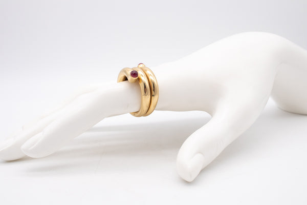 TIFFANY & CO 1970 JEAN SCHLUMBERGER MASSIVE 18 KT GOLD COIL RING WITH RUBIES