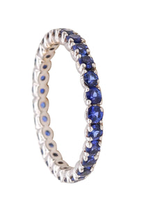 -Eternity Ring Band In 18Kt White Gold With 1.35 Cts In Ceylon Blue Sapphires