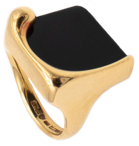 TIFFANY & CO. 1980 ELSA PERETTI 18 KT YELLOW GOLD SPLASH RING WITH ONYX