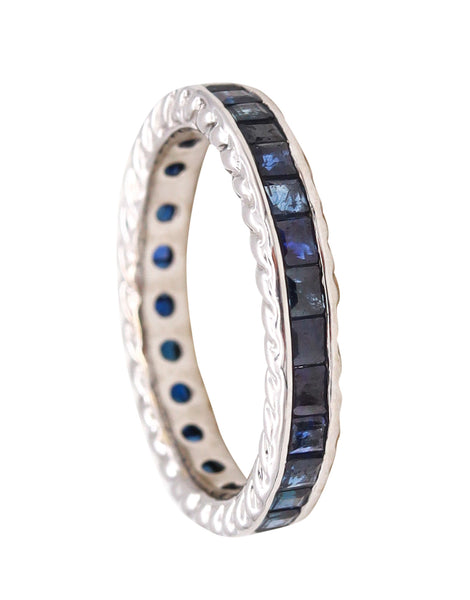 Eternity Ring Band In 18Kt White Gold With 1.62 Carats In Blue Sapphires