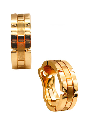 Cartier Paris Tank Francaise Hoop Clips Earrings In Solid 18Kt Yellow Gold