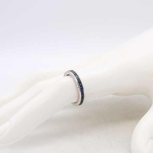 Eternity Ring Band In 18Kt White Gold With 1.62 Carats In Blue Sapphires
