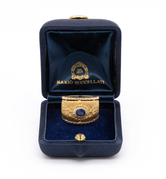 BUCCELLATI MILAN 18 KT GOLD RING WITH OVAL SAPPHIRE