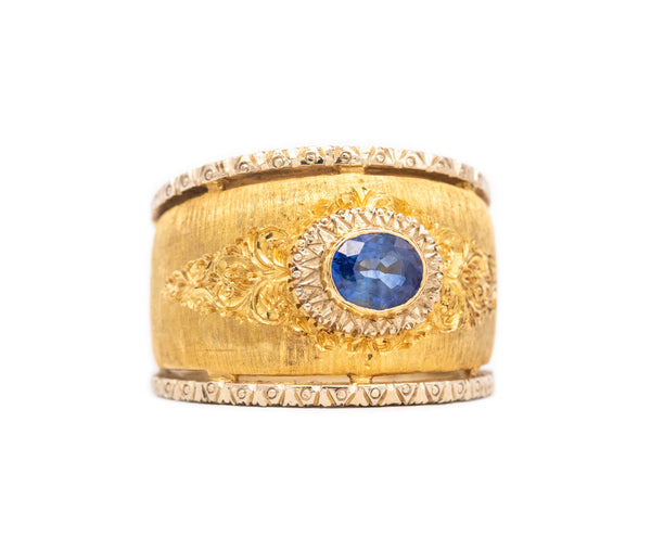 BUCCELLATI MILAN 18 KT GOLD RING WITH OVAL SAPPHIRE