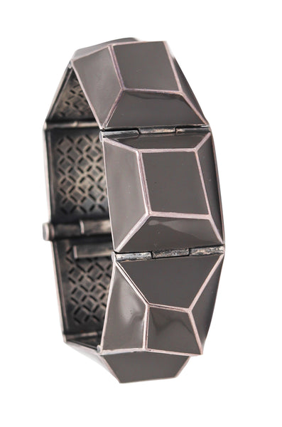 Tomas Maier 2012 For Bottega Veneta Geometric Bracelet In Sterling Silver And Enamel