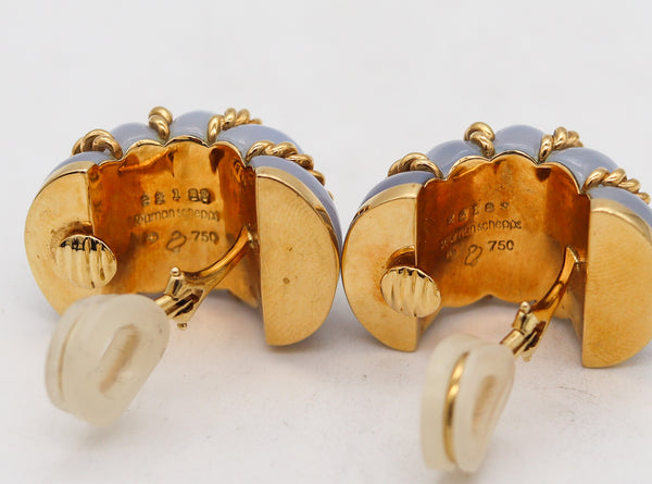 -Seaman Schepps Jumbo Shrimp Earrings In 18Kt Yellow Gold With Carved Chalcedony