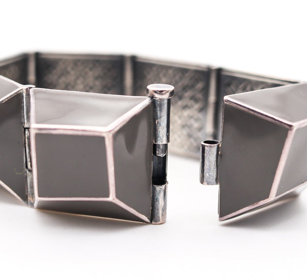 Tomas Maier 2012 For Bottega Veneta Geometric Bracelet In Sterling Silver And Enamel