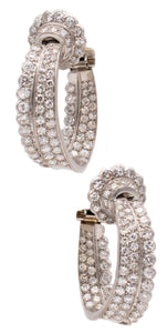 ON HOLD........................ FRENCH 1940 ART DECO PLATINUM CLIPS HOOPS WITH 8.24 Ctw IN DIAMONDS