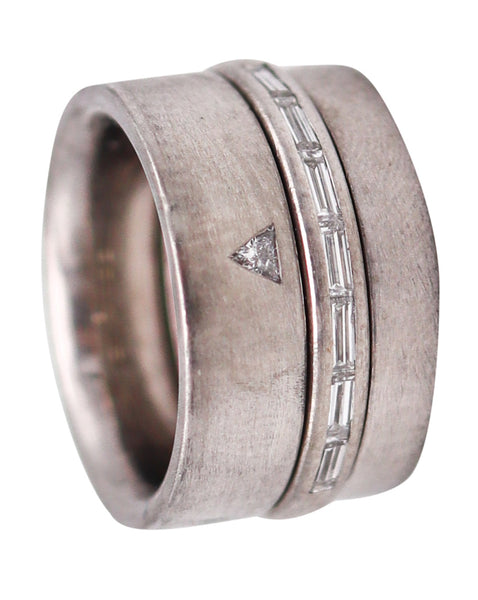 Stuart Moore Bauhaus Geometric Wedding Ring In Solid .950 Platinum