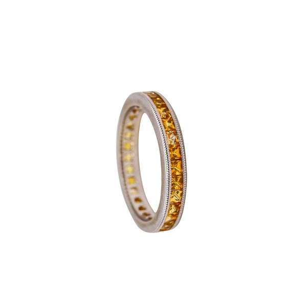 -Eternity Band Ring In 18Kt White Gold With 3.45 Ct Of Natural Yellow Sapphires