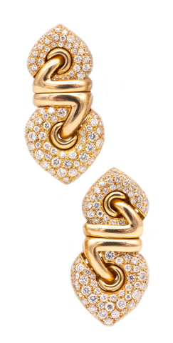 BVLGARI ROMA DOPPIO CUORE EARRINGS IN 18 KT GOLD WITH 3.69 Ctw VS DIAMONDS