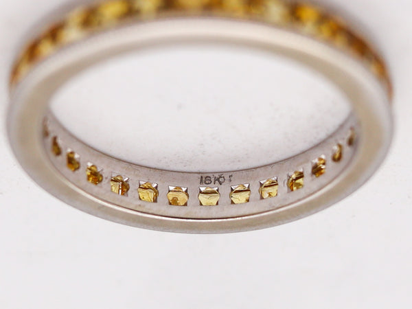 -Eternity Band Ring In 18Kt White Gold With 3.45 Ct Of Natural Yellow Sapphires