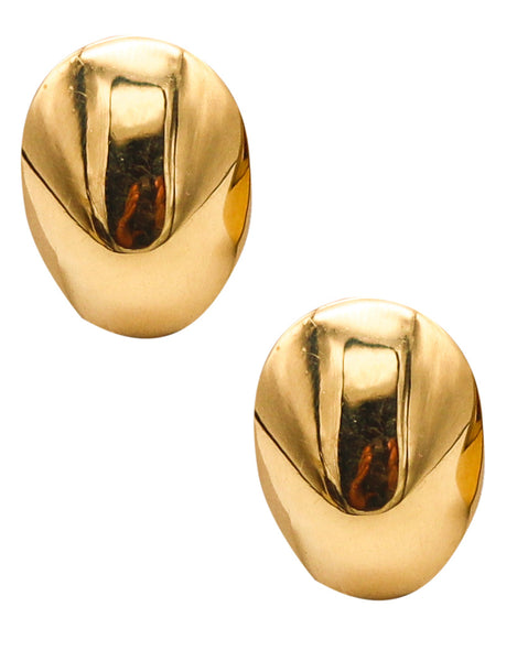 Tiffany And Co. 1978 Angela Cummings Rare Oval Convex Clip Earrings In 18Kt Yellow Gold