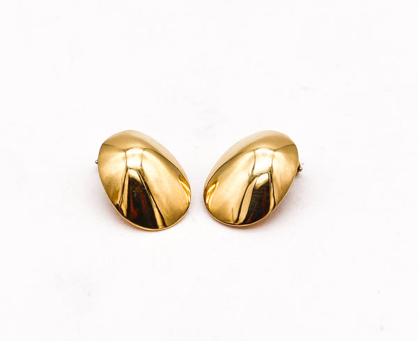 Tiffany And Co. 1978 Angela Cummings Rare Oval Convex Clip Earrings In 18Kt Yellow Gold